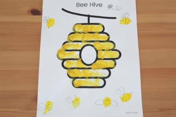 Fingerprint Bee Hive completed with thumbprint bees
