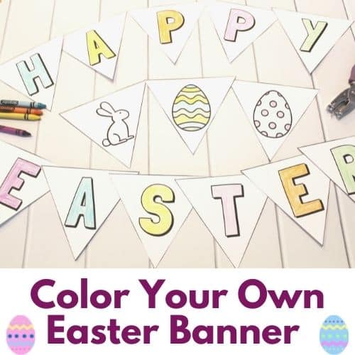 color your own happy easter banner printable