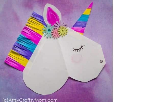 Heart Unicorn paper craft by Artsy Craftsy Mom