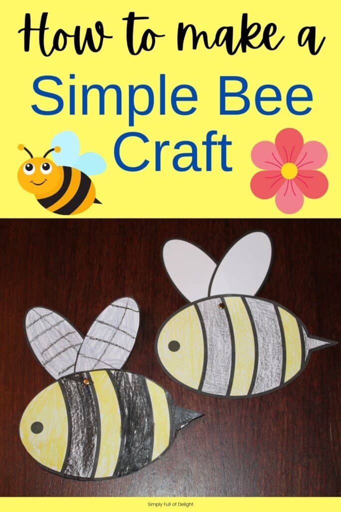How to make a simple bee craft - 2 paper bees with moveable wings shown