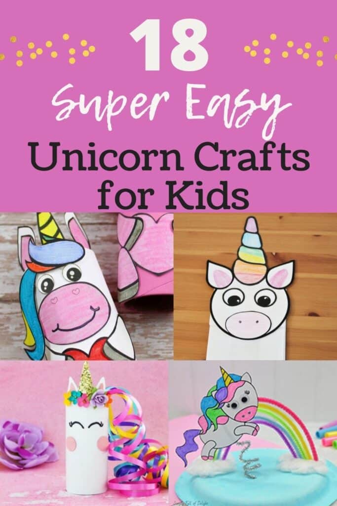 18 Super Easy Unicorn Crafts for kids - find amazing easy unicorn diy crafts including toilet paper roll magical unicorn, a cute unicorn paper bag puppet, a fun paper roll unicorn, and a flying unicorn paper plate art project.