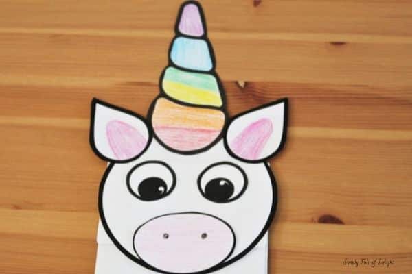 how to make a unicorn paper bag puppet with free template