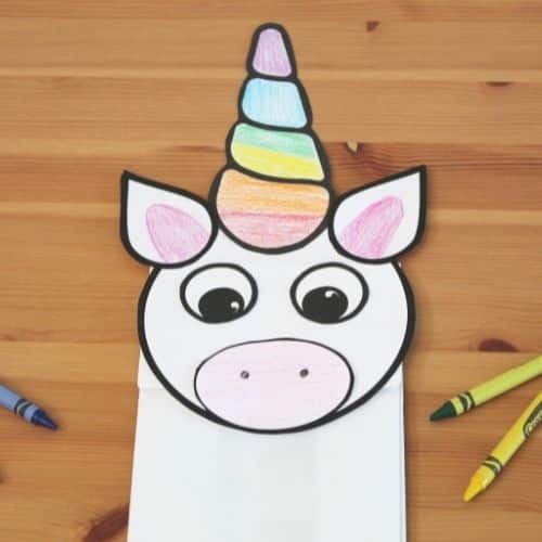 unicorn paper bag puppet with free template