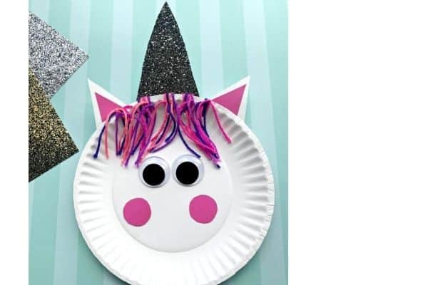 paper plate unicorn craft by Two Kids and a Coupon