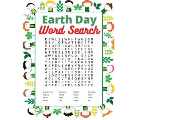 earth day word search for kids by two kids and a coupon