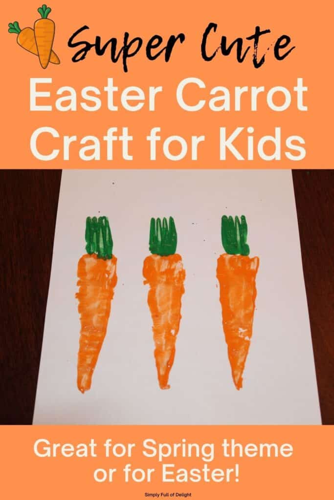 Super Cute Easter Carrot Craft for kids!  This Carrot Stamping for kids is a fun way to celebrate Easter or spring with preschoolers and kindergarteners!