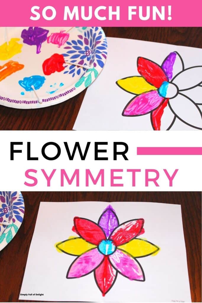 Flower Symmetry art for kids - this spring craft idea for preschool is a fun flower craft that also teaches symmetry!