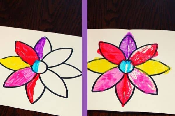 Flower Symmetry art for kids - completed