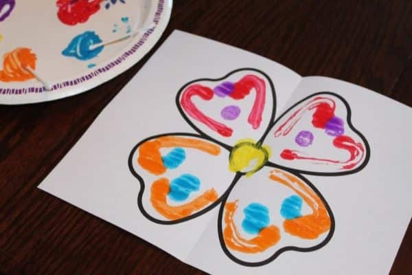 Symmetry flower craft completed - a fun spring craft for preschool