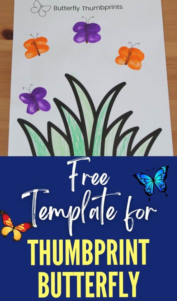 Free Template for Thumbprint Butterfly - Make a fingerprint butterfly with this easy tutorial.  What a great spring craft for kids!