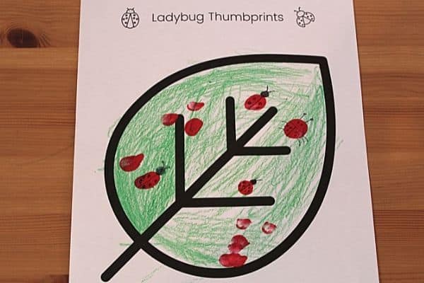 ladybug thumbprints by 4 year old