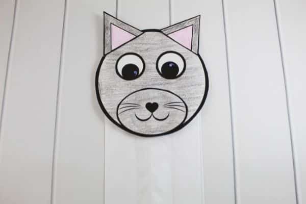 black cat paper bag puppet completed shown