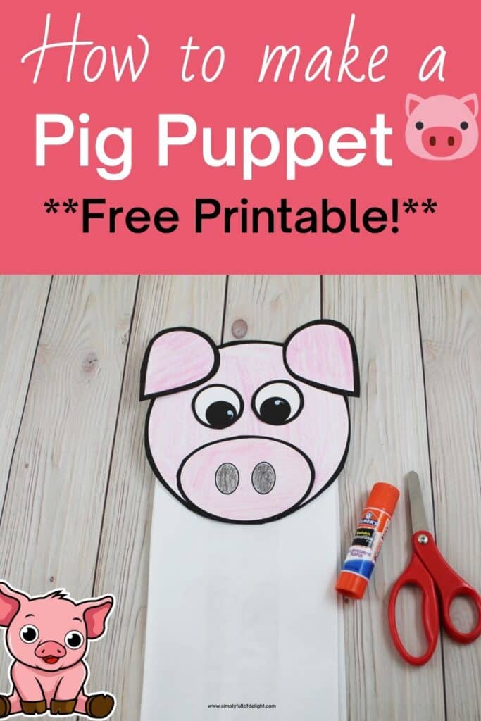 How to make a pig paper bag puppet  with free printable!