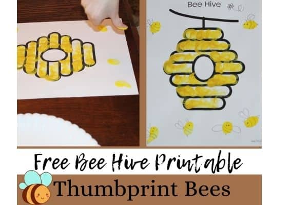 Free Bee Hive Printable Thumbprint bees