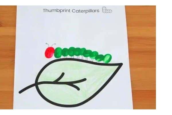 Thumbprint caterpillars craft