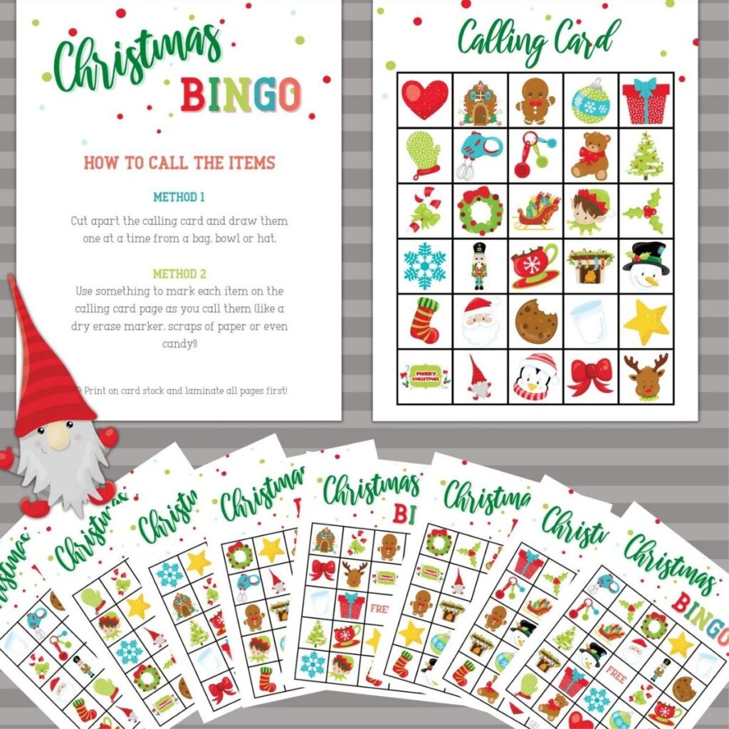 free printable Christmas Bingo game set by Made in a Pinch