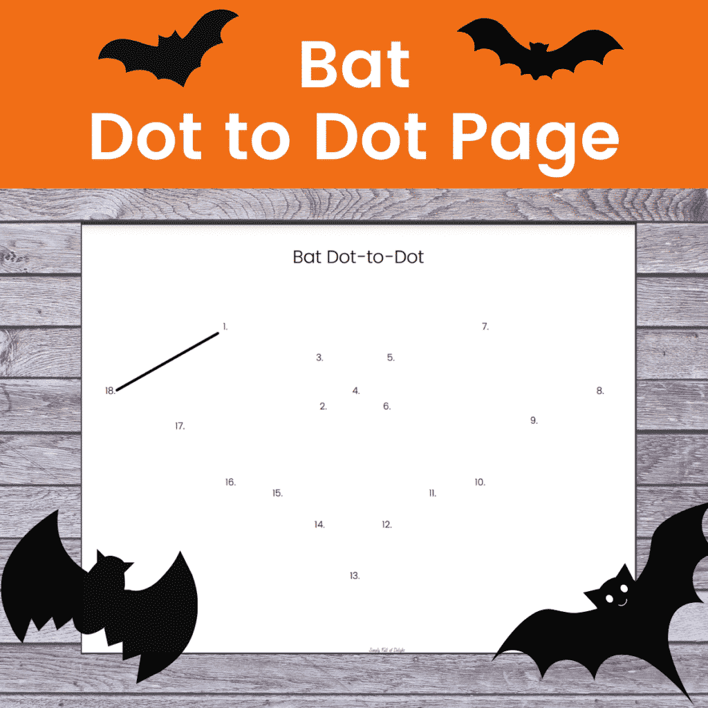 Bat Dot to Dot printable - easy preschool Halloween Dot to Dot pages - free Printables