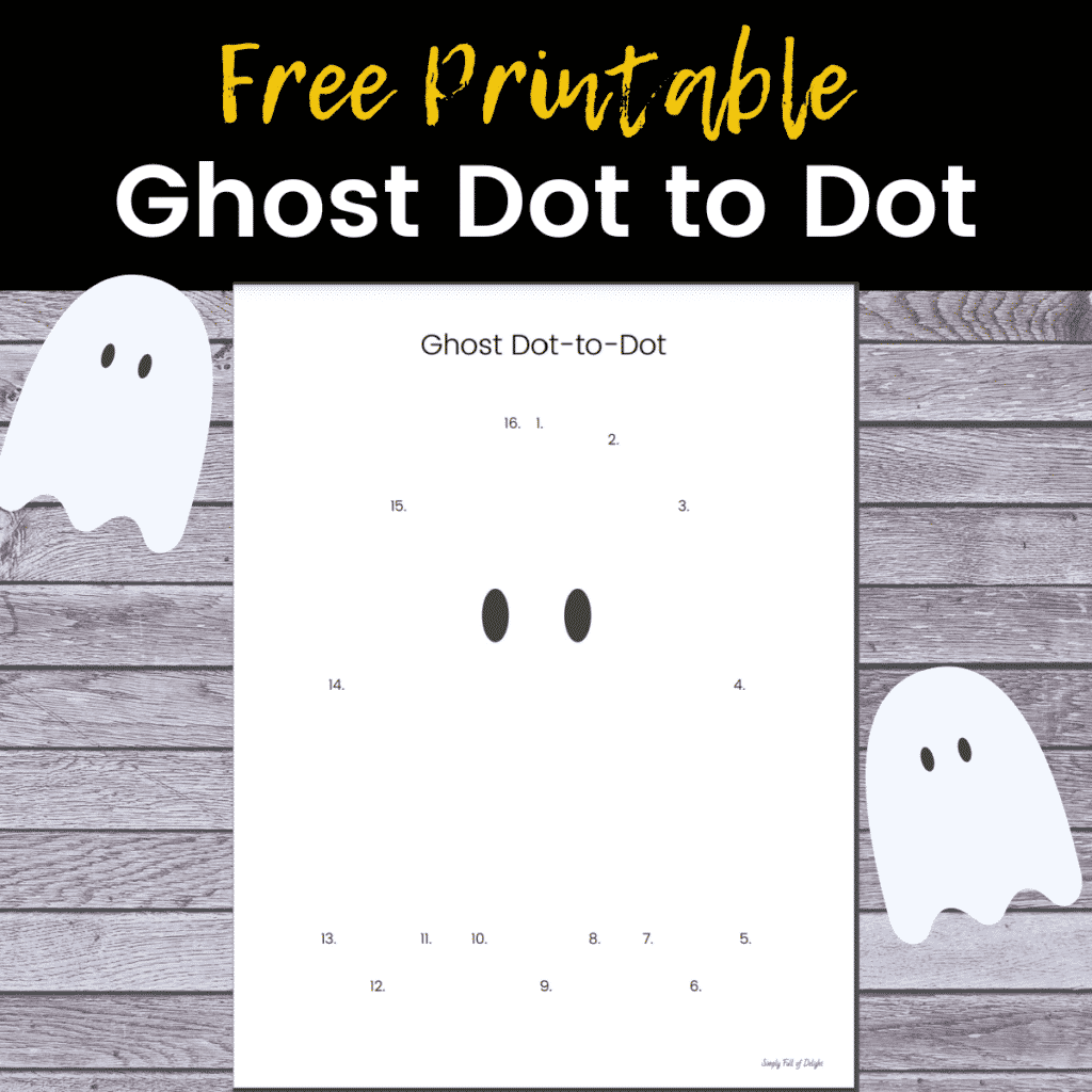  free Halloween Dot to Dot Printables - an easy ghost connect the dots page for preschoolers or kindergarteners