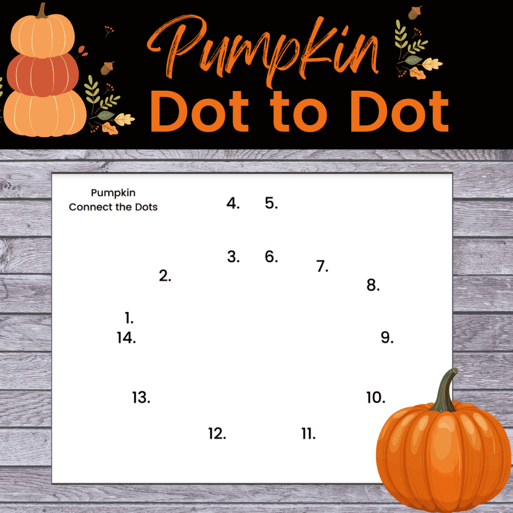 Free Halloween Dot to Dot Printables - a simple pumpkin dot to dot page for preschool or kindergarten