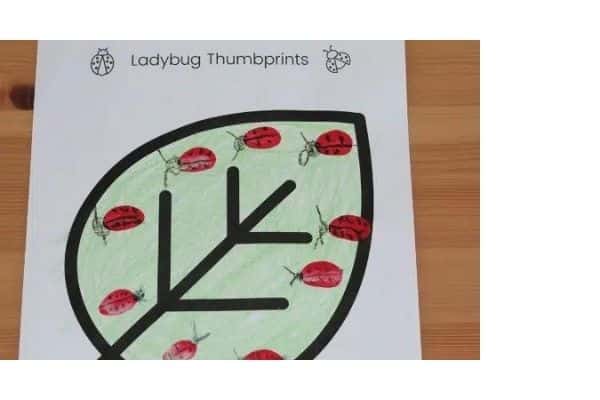 Ladybug thumbprints printable by simply full of delight