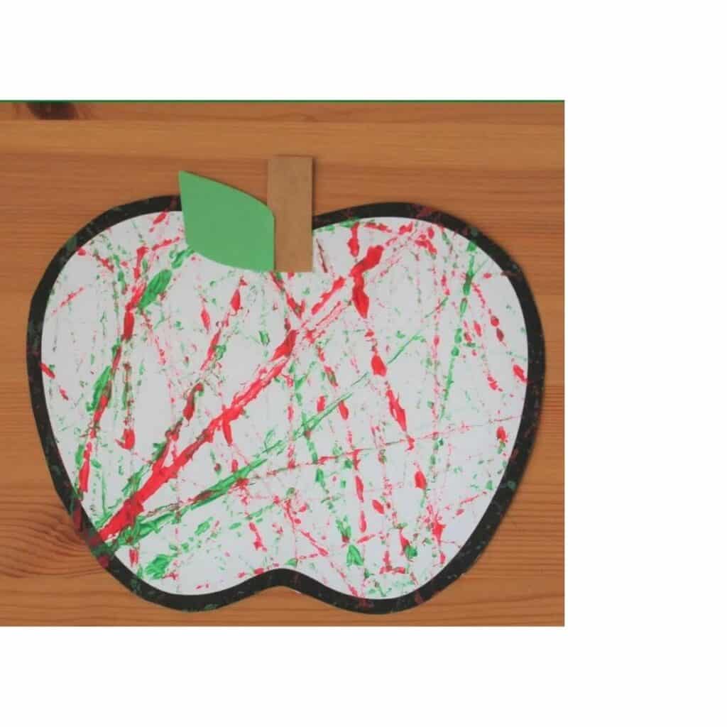 Apple Marble Painting Craft with free apple template