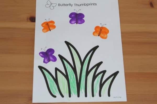 thumbprint butterfly with free printable
