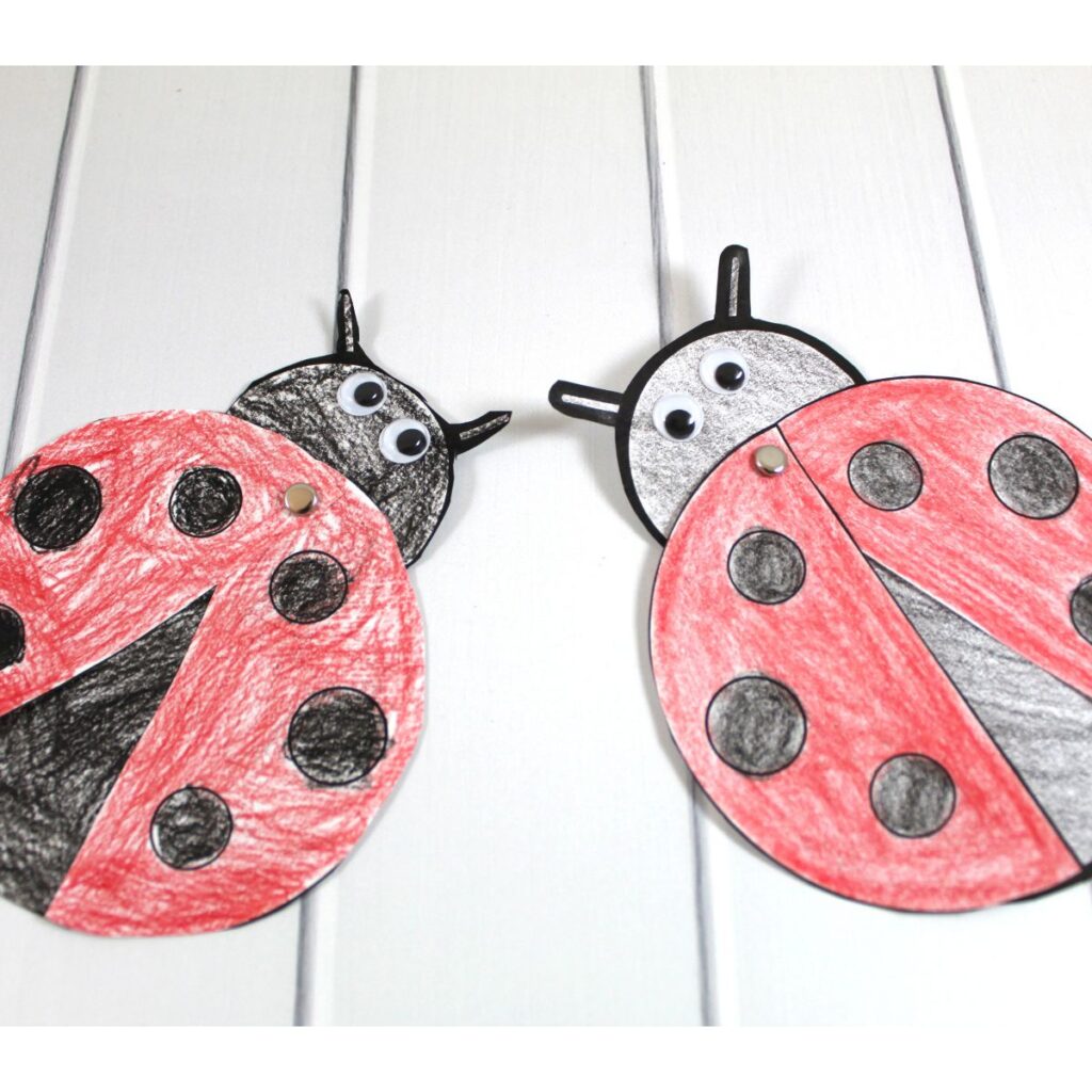 2 paper ladybug crafts completed