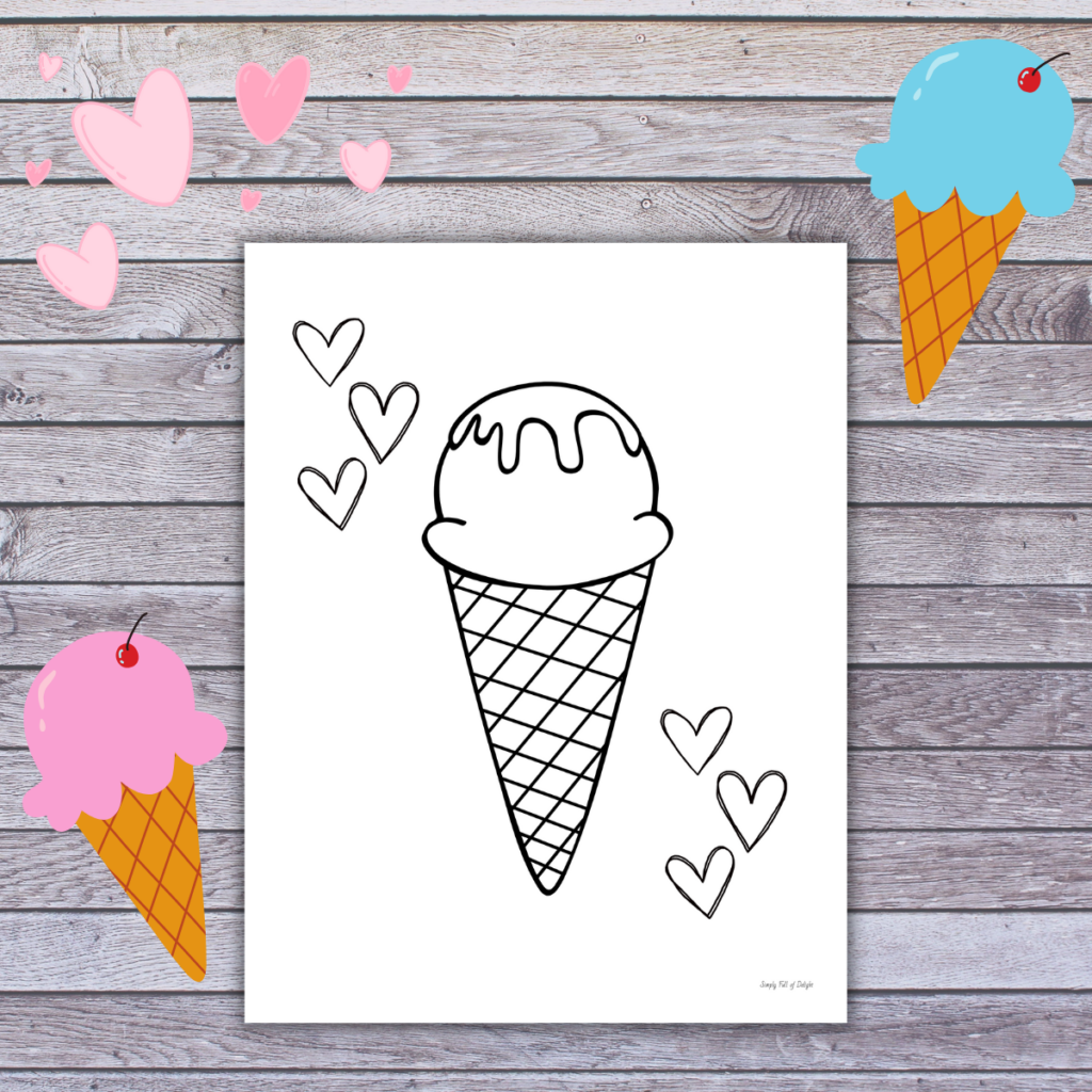 Ice Cream cone coloring page - free printable ice cream coloring sheet pdf