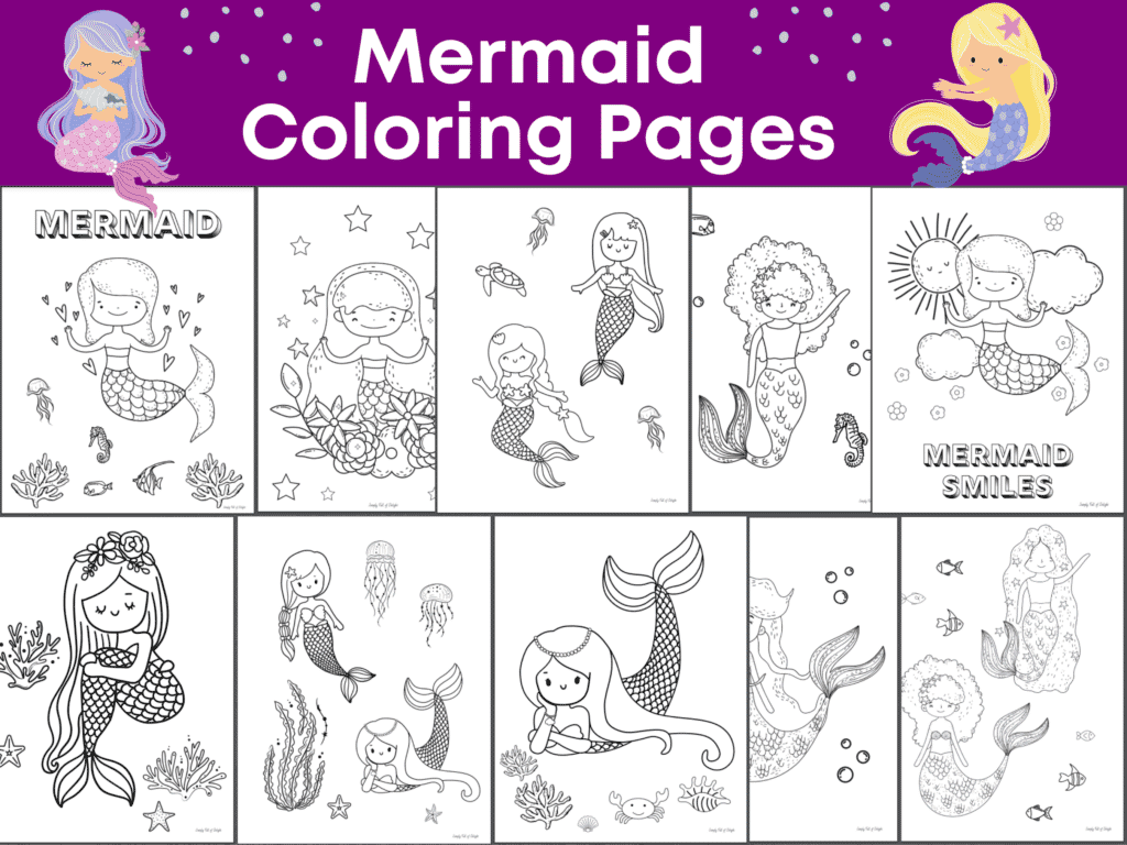 Cute Mermaid Coloring Pages for Kids