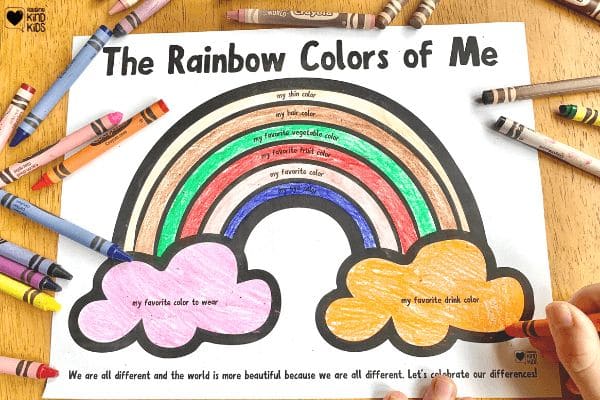 Rainbow colors of Me worksheet by Coffee and Carpool