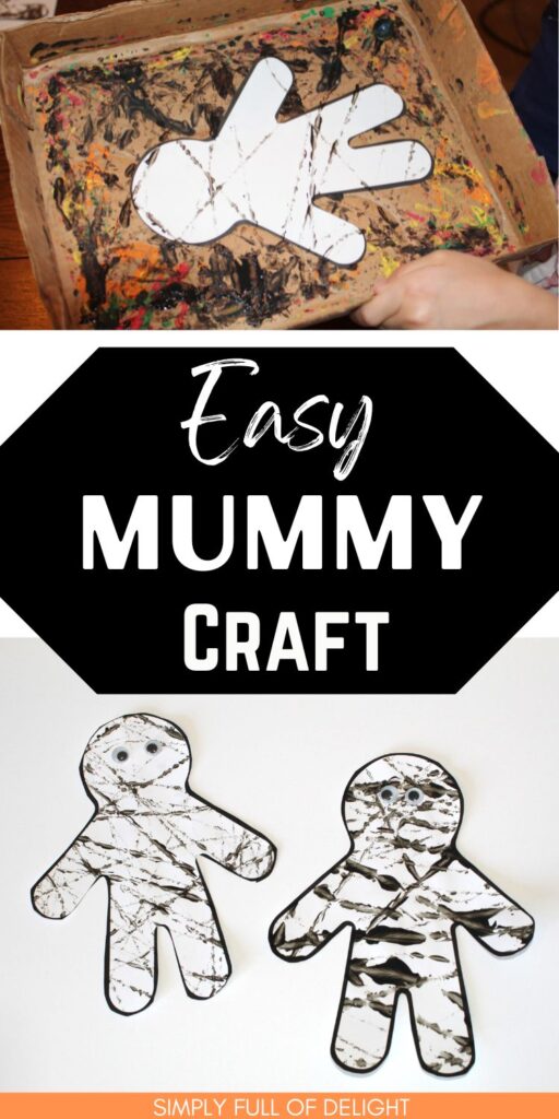 Easy Mummy Craft for kids - marble paint a mummy with this free printable mummy template!