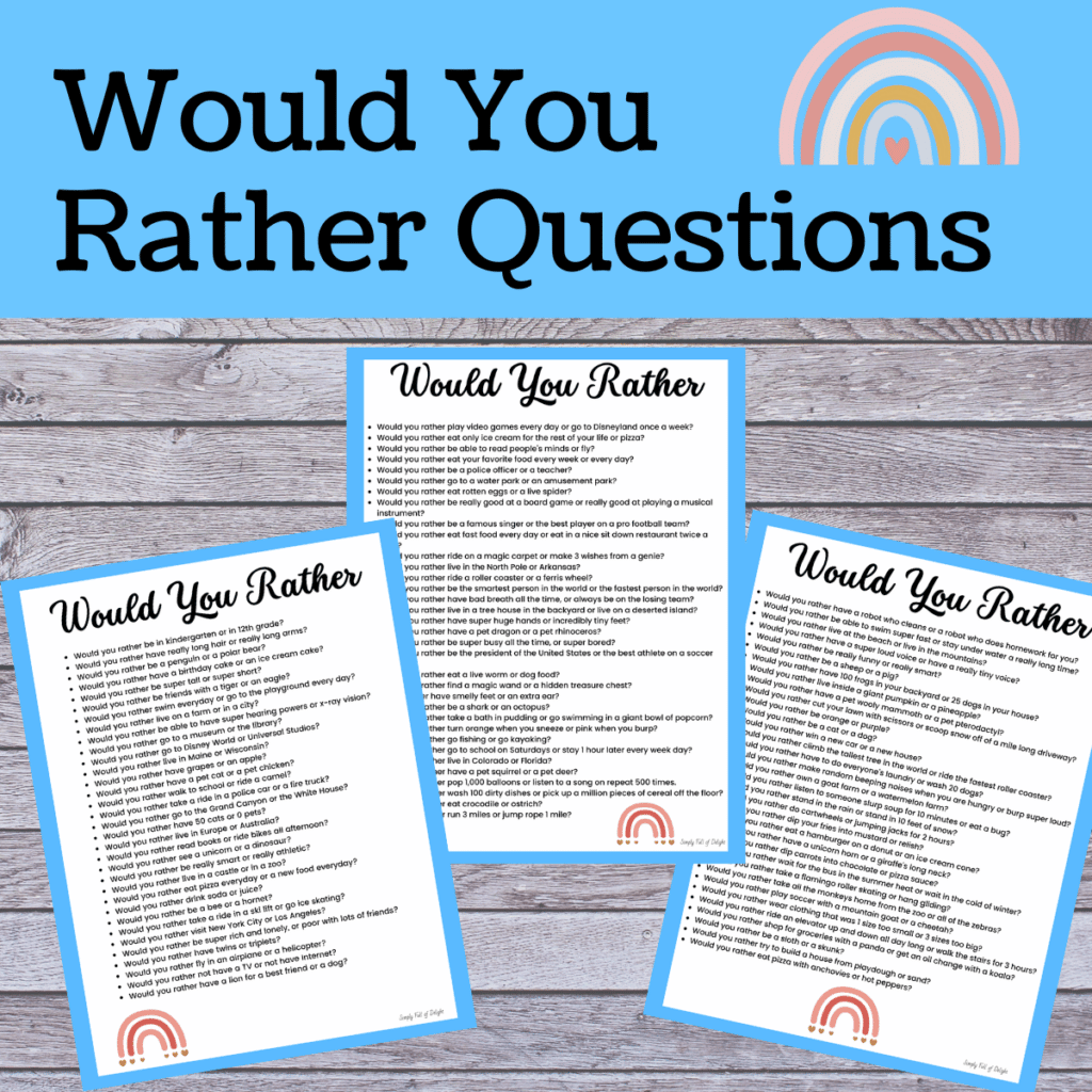 150 Would You Rather Questions For Kids+ Printable - Fun with Mama