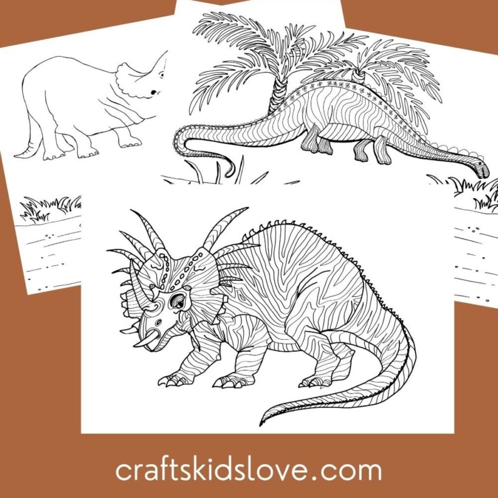 dinosaur coloring pages from crafts kids love - dinosaur activities for preschoolers 