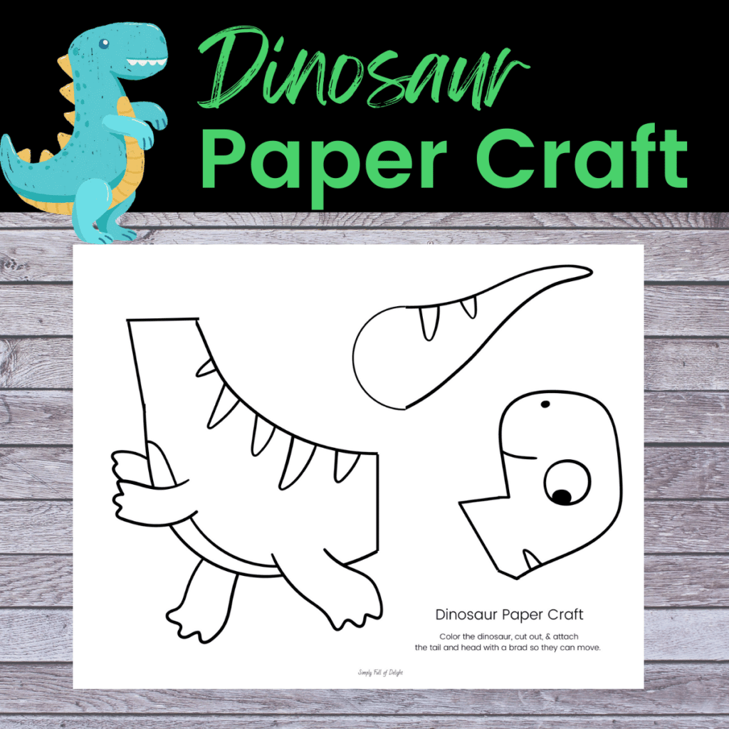 Dinosaur paper craft - preschool dinosaur template PDF
