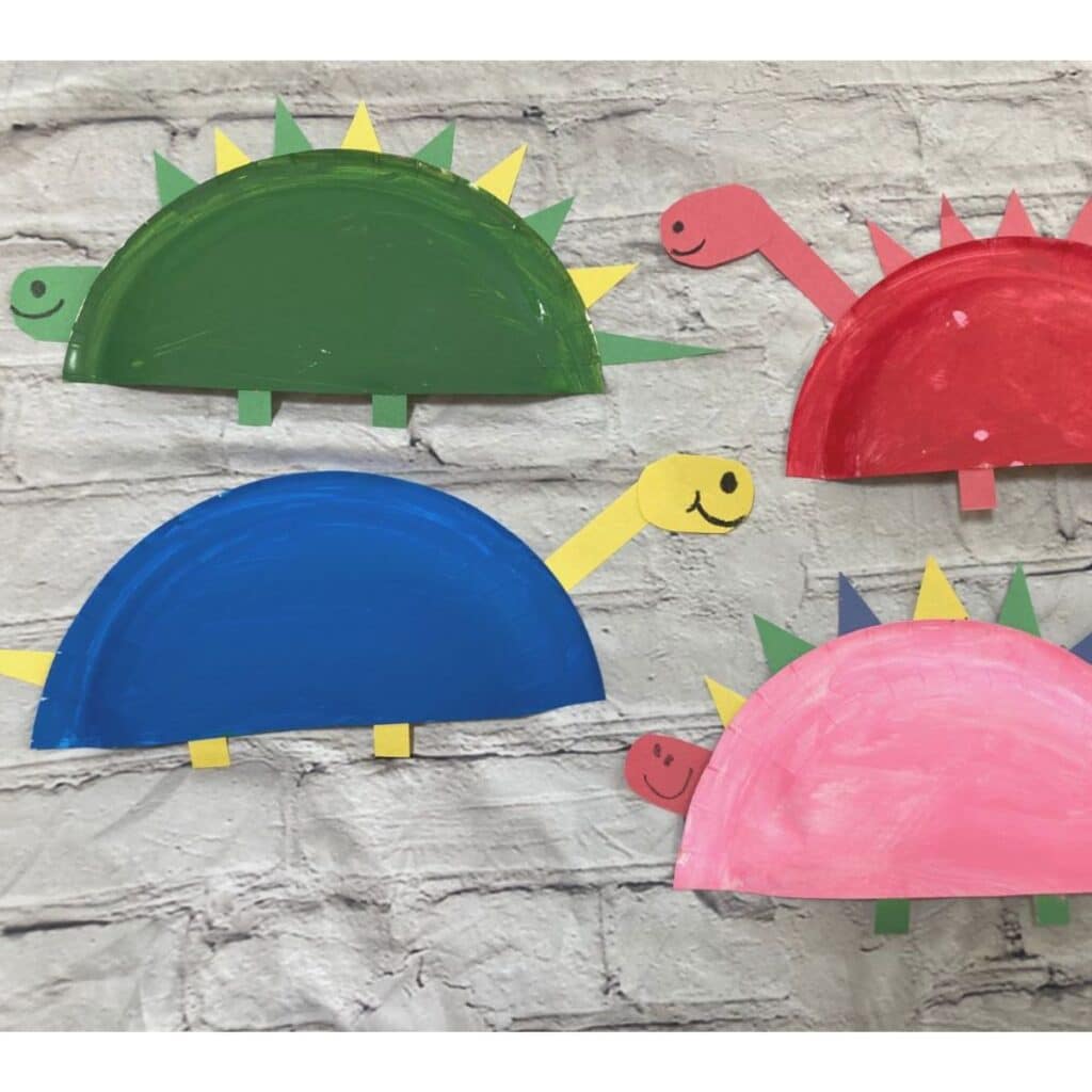 Dinosaur paper plate craft by mama of minis