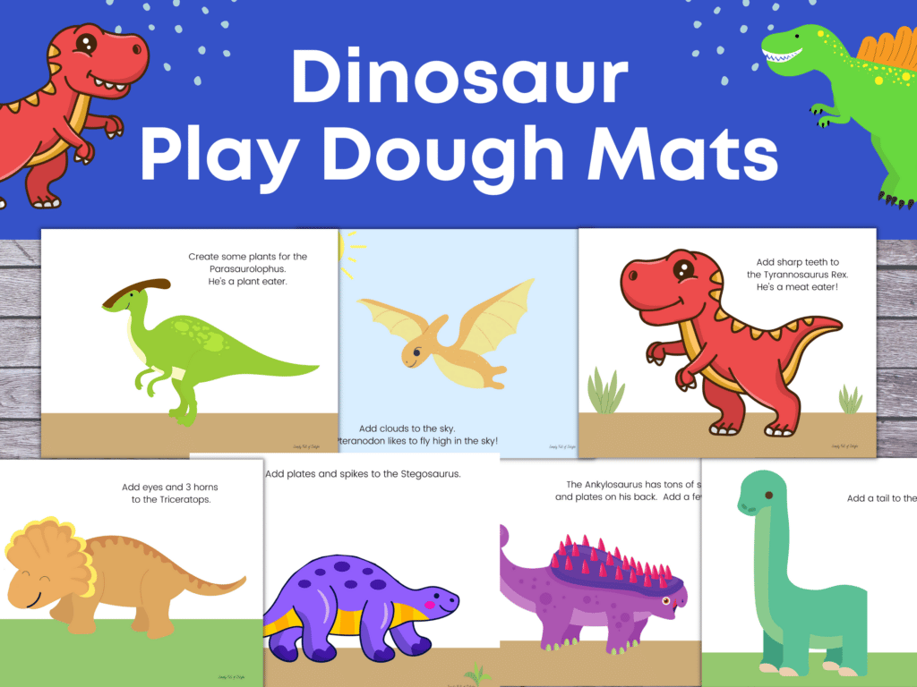 dinosaur play dough mats from simply full of delight