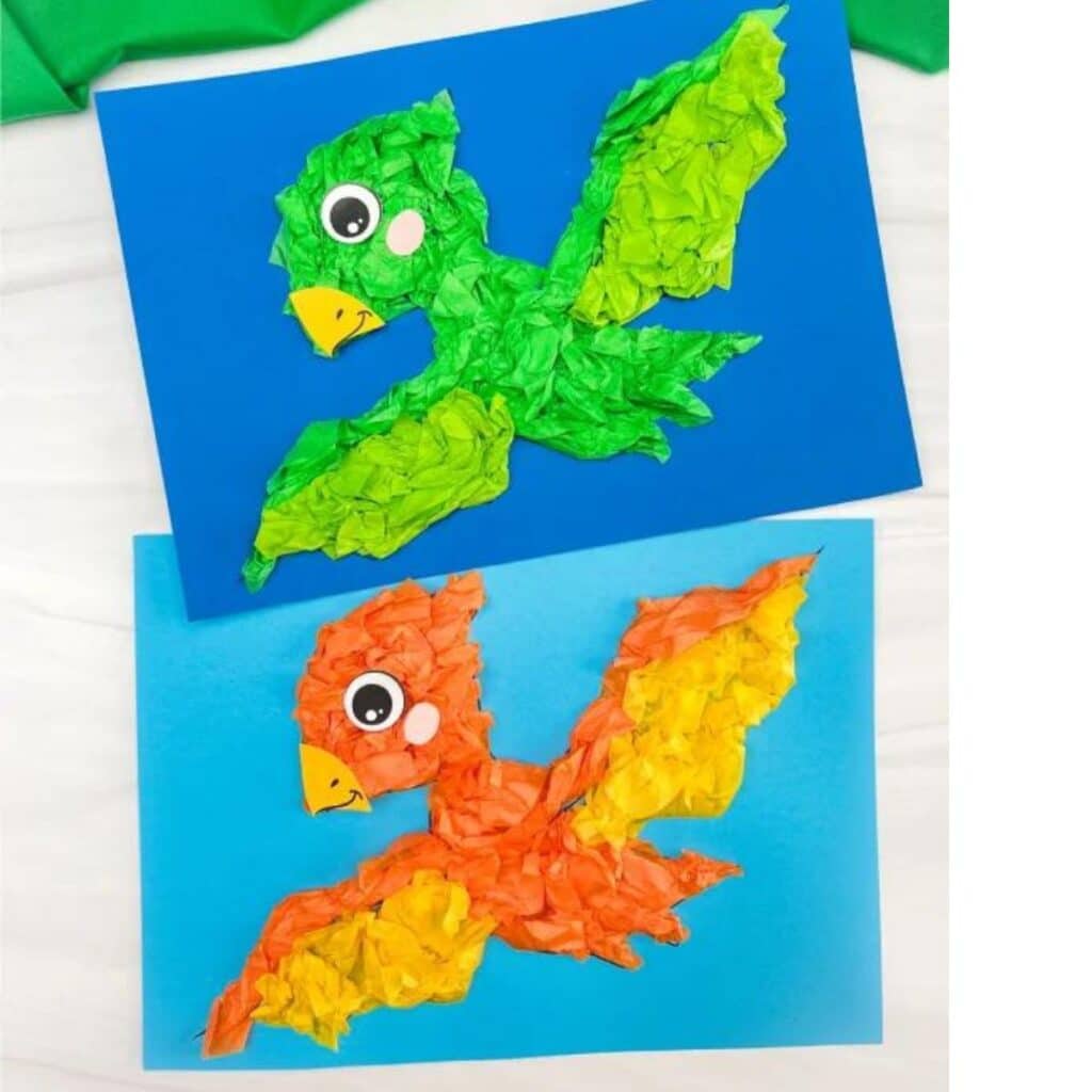 Dinosaur tissue paper craft for kids - by Simple Everyday Mom