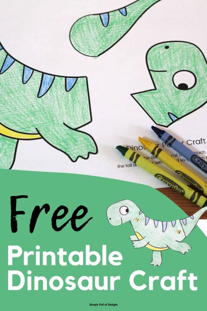 Free printable Dinosaur Craft - an easy paper dinosaur craft for kids - get the free dinosaur template pdf today