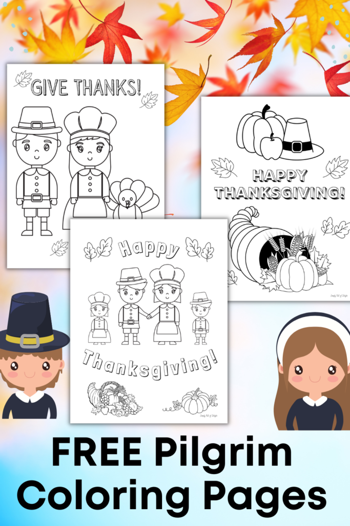 Cute Thanksgiving Pilgrim Coloring Pages (Free Printable)