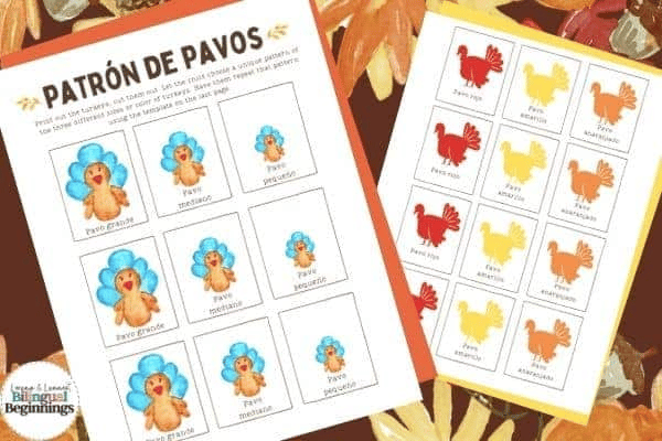 thanksgiving pattern activity from Bilingual Beginnings