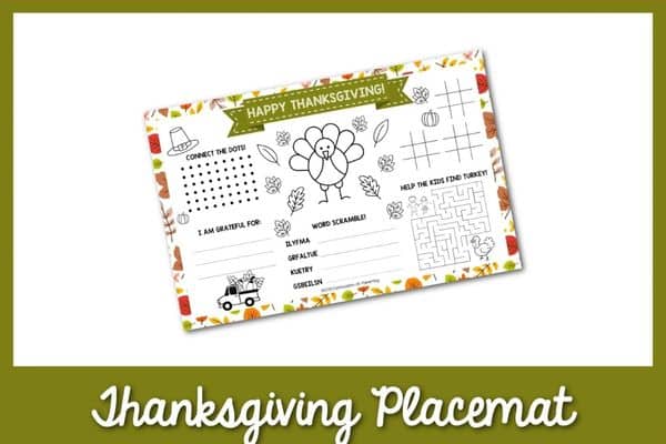thanksgiving placemat to color by Confessions of Parenting