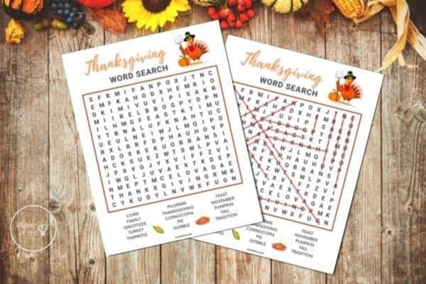 thanksgiving word search puzzle by MomBrite