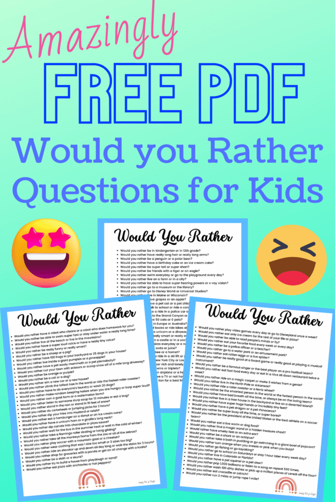 150 Would You Rather Questions For Kids+ Printable - Fun with Mama