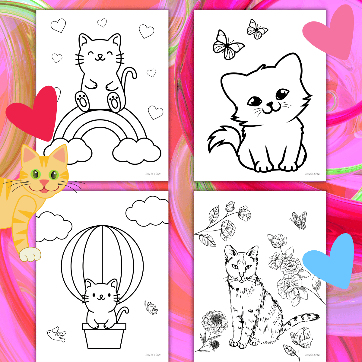 Cute Kitten Coloring Pages For Kids