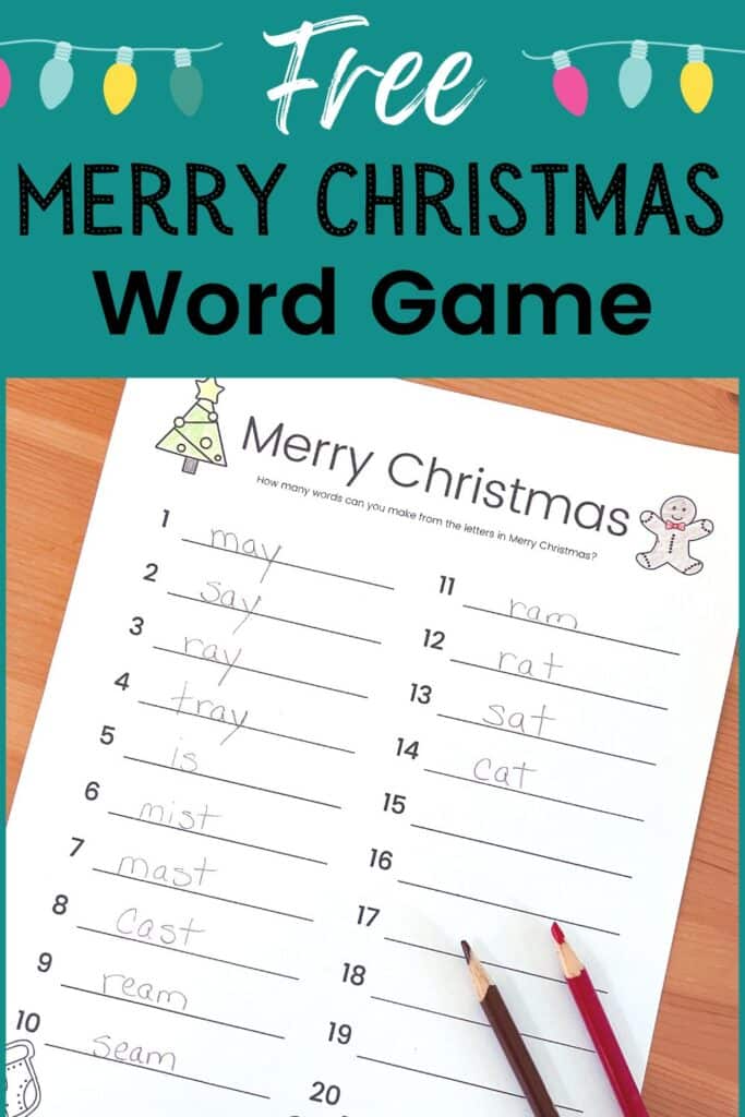 Free printable Christmas Party Game - How Many Words Can You Make From Merry Christmas Printable