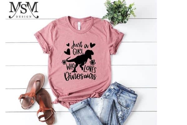 Just a girl Who Loves Dinosaurs t shirt from MSM Design USA on etsy