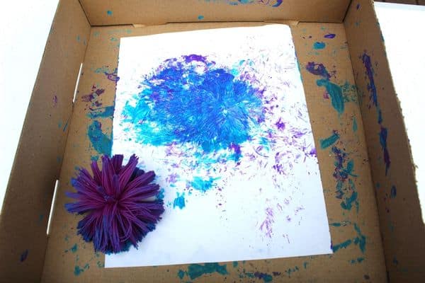 koosh ball painting -  painting with balls activity