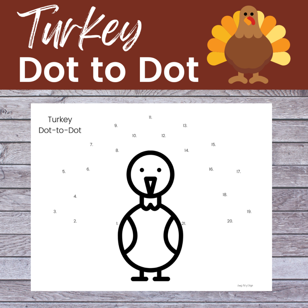 Thanksgiving turkey dot to dot printable - free connect the dots worksheet for preschool 