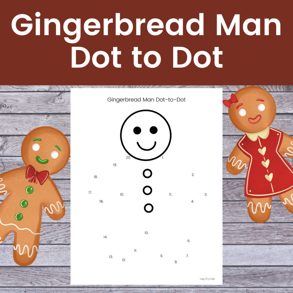 Gingerbread Man Dot to Dot Printable, free gingerbread man connect the dots printable