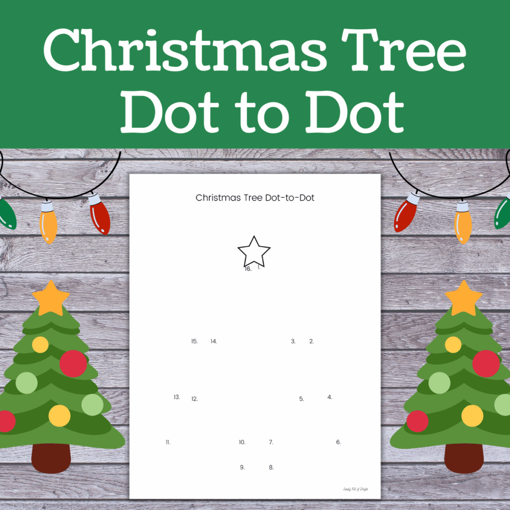 free printable Christmas dot to dot pages - Christmas tree connect the dots page - free printable